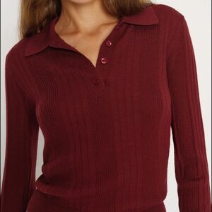 Reformation Hermia Regenerative Merino Polo Red - Size M